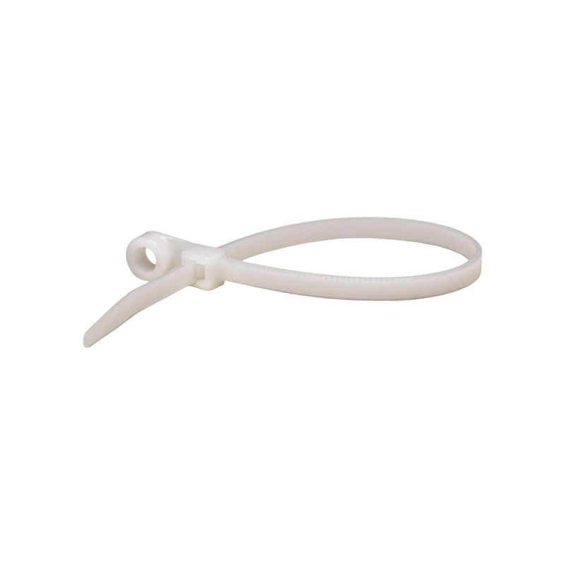7" White Nylon Pound Cable Ties with Hole