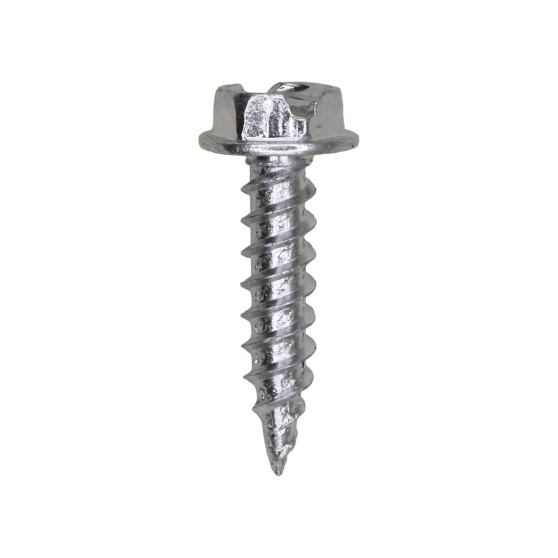 #8x3/4" Slotted Hex Head Flange Self Piercing Screw Size, Self-Piercing, Zinc