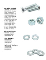 Inch Grade 5 Hex Cap Screws, Hex Nuts, Flat & Lock Washers - 574 PCS