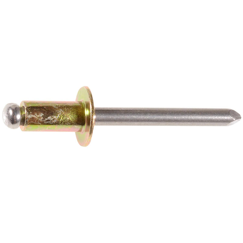 1/4" Special Rivet, 1/8"-1/4" Grip, Steel Body, Steel Mandrel, Yellow Zinc Chromate