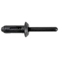 17/64"x1-7/8" Black Nylon Expansion Rivet, 3/32" - 3/16" Grip Range, 1/2" Flange Diam