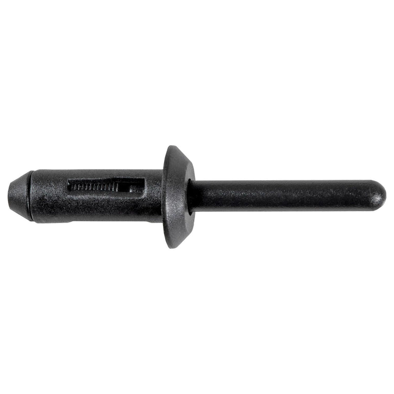 17/64"x1-7/8" Black Nylon Expansion Rivet, 3/32" - 3/16" Grip Range, 1/2" Flange Diam
