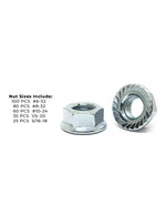 #6 #8 #10 1/4" 5/16" Coarse Case Hardened Serrated Hex Flange Nut Assortment - 301 PCS