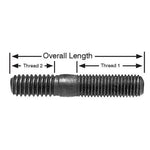 3/8"-16 USS Overall Manifold/Cylinder Head Stud, 3/8"-16x1-5/8", 2-7/16"