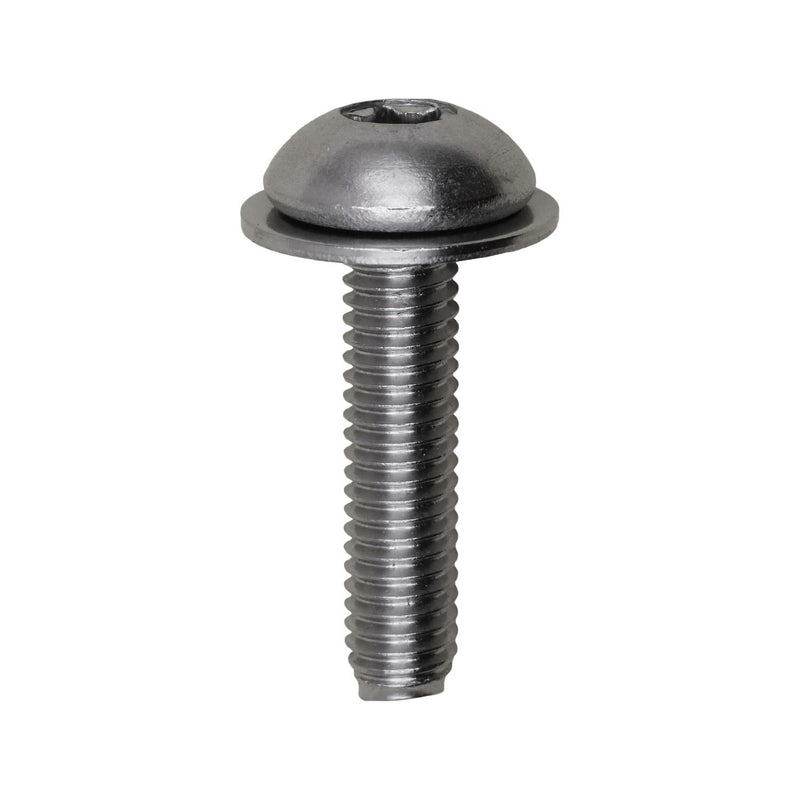 M6-1.0x26mm Torx Round Head SEMS Mirror Mounting Screw, 16mm Washer, Chrome