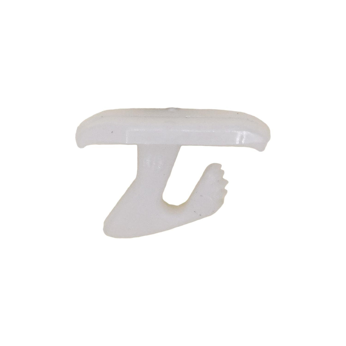 1/8"x3/8"x5/16" White Nylon Double Head Door Weatherstrip To I/S Panel Clip, 3/16"x9/16" Head