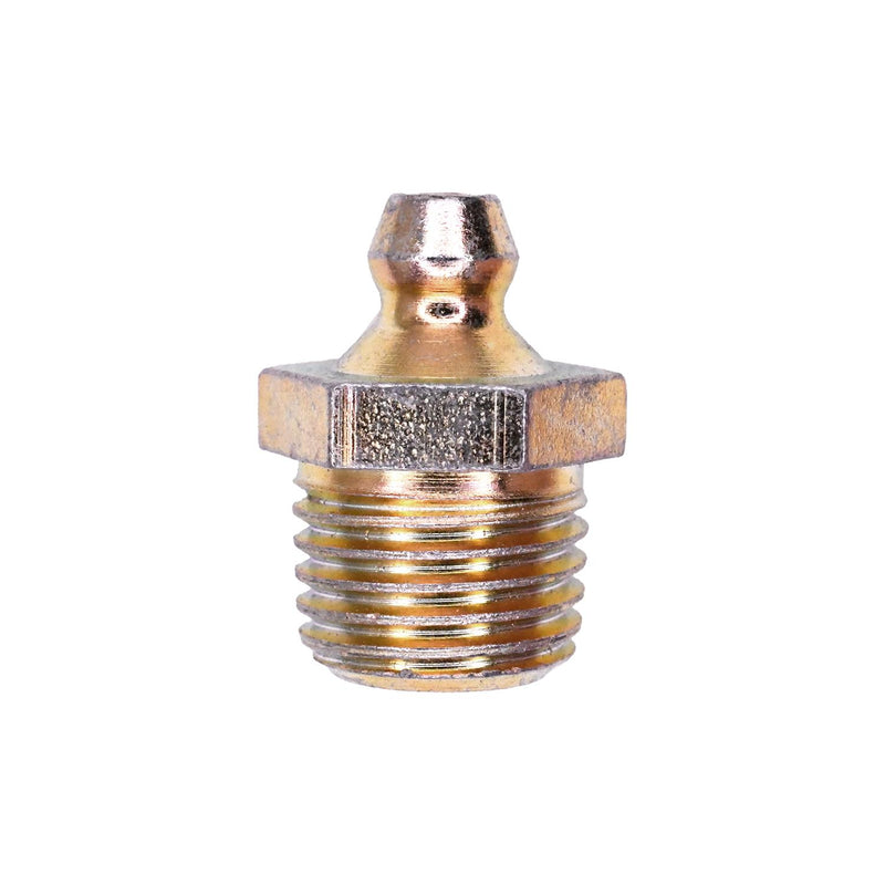 1/4" NPT Grease Fitting Pipe Straight, Plated, 27/32" Overall Length