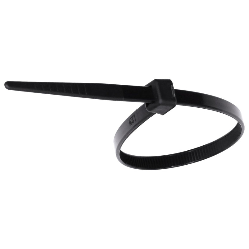 7" Black Nylon Cable Ties, 3/16" Width
