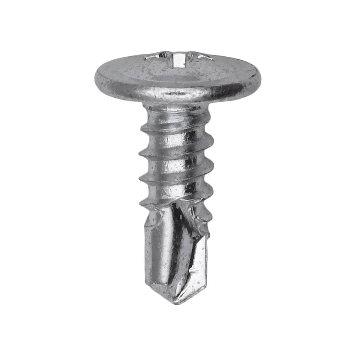 #8x1/2" Phillips Truss Head Low Profile Round Washer Teks Screw, Type 2 Self-Drilling Tek, 23/64" Washer, Zinc