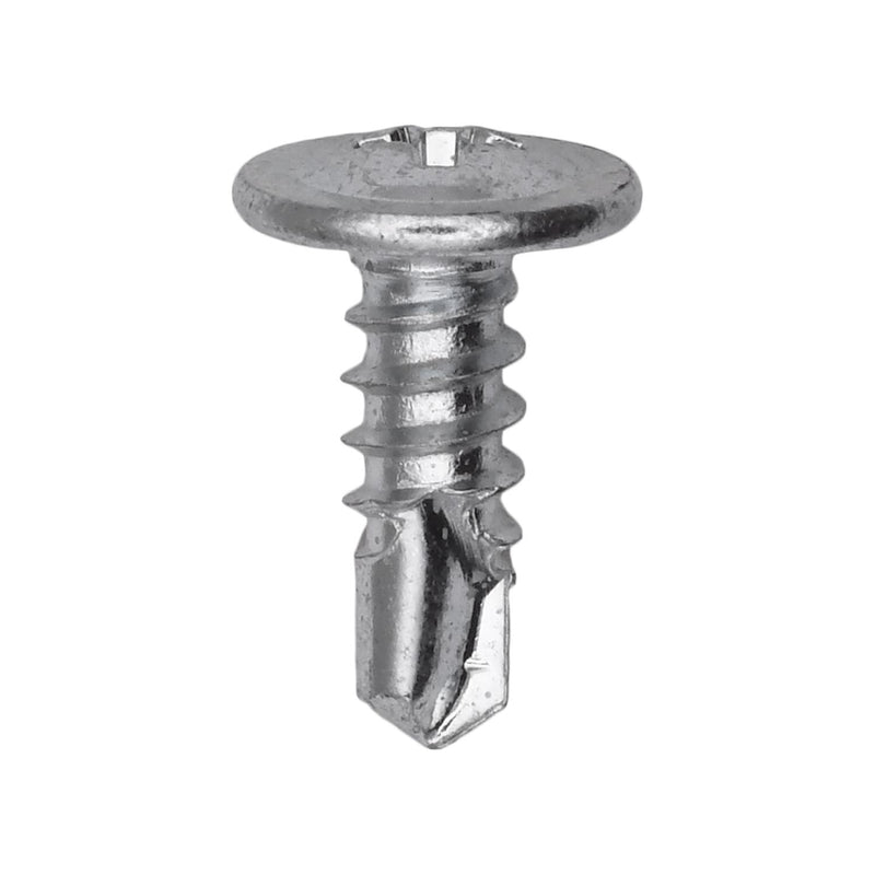 #8x1/2" Phillips Truss Head Low Profile Round Washer Teks Screw, Type 2 Self-Drilling Tek, 23/64" Washer, Zinc