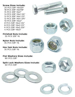 3/8"-16 Coarse Grade 5 Hex Cap Screws, Nuts, & Washers - 378 PCS