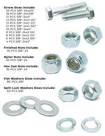 3/8"-24 Fine Grade 5 Hex Cap Screws, Nuts, & Washers - 378 PCS
