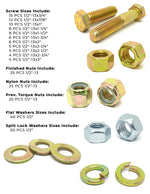 1/2"-13 Coarse Grade 8 Hex Cap Screws, Nuts, & Washers - 249 PCS