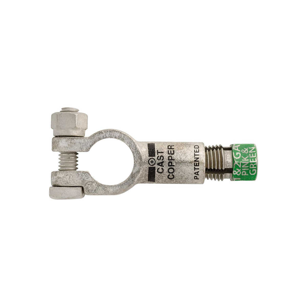 Green Cast Copper Compression Terminal Battery Cable Positive, 1 Ga. or 2 Ga., Tin Plated