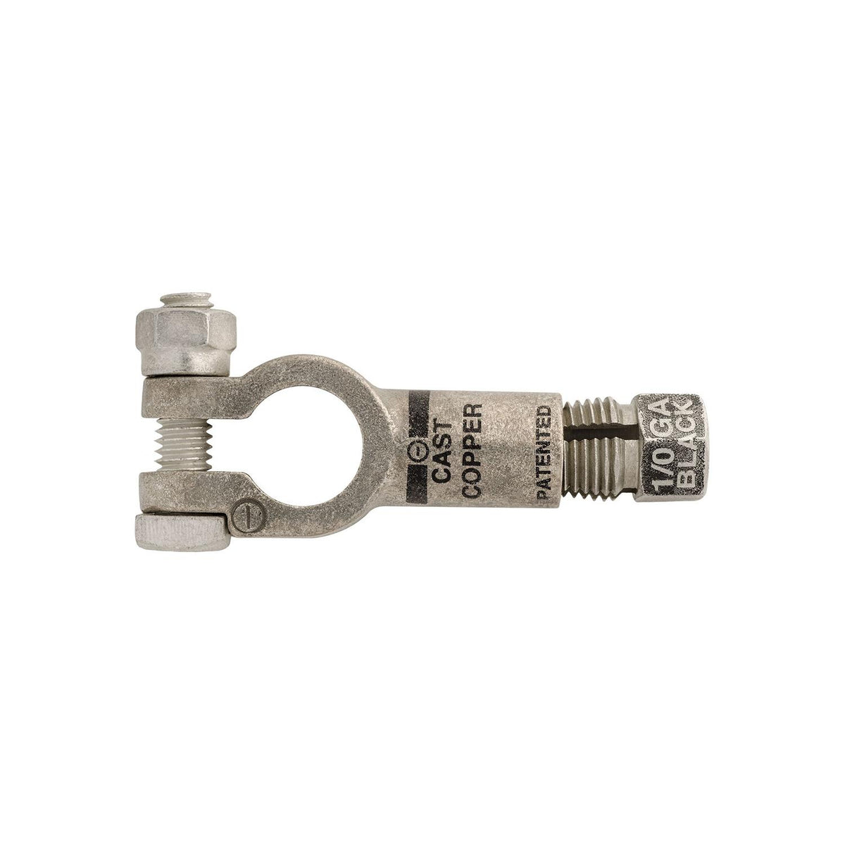 Black Cast Copper Compression Terminal Battery Cable Negative, Jan-00 Gauge, Tin Plated