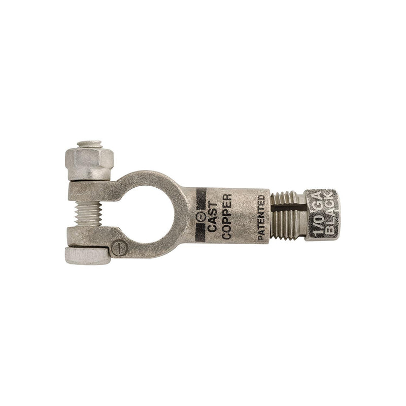 Black Cast Copper Compression Terminal Battery Cable Negative, Jan-00 Gauge, Tin Plated