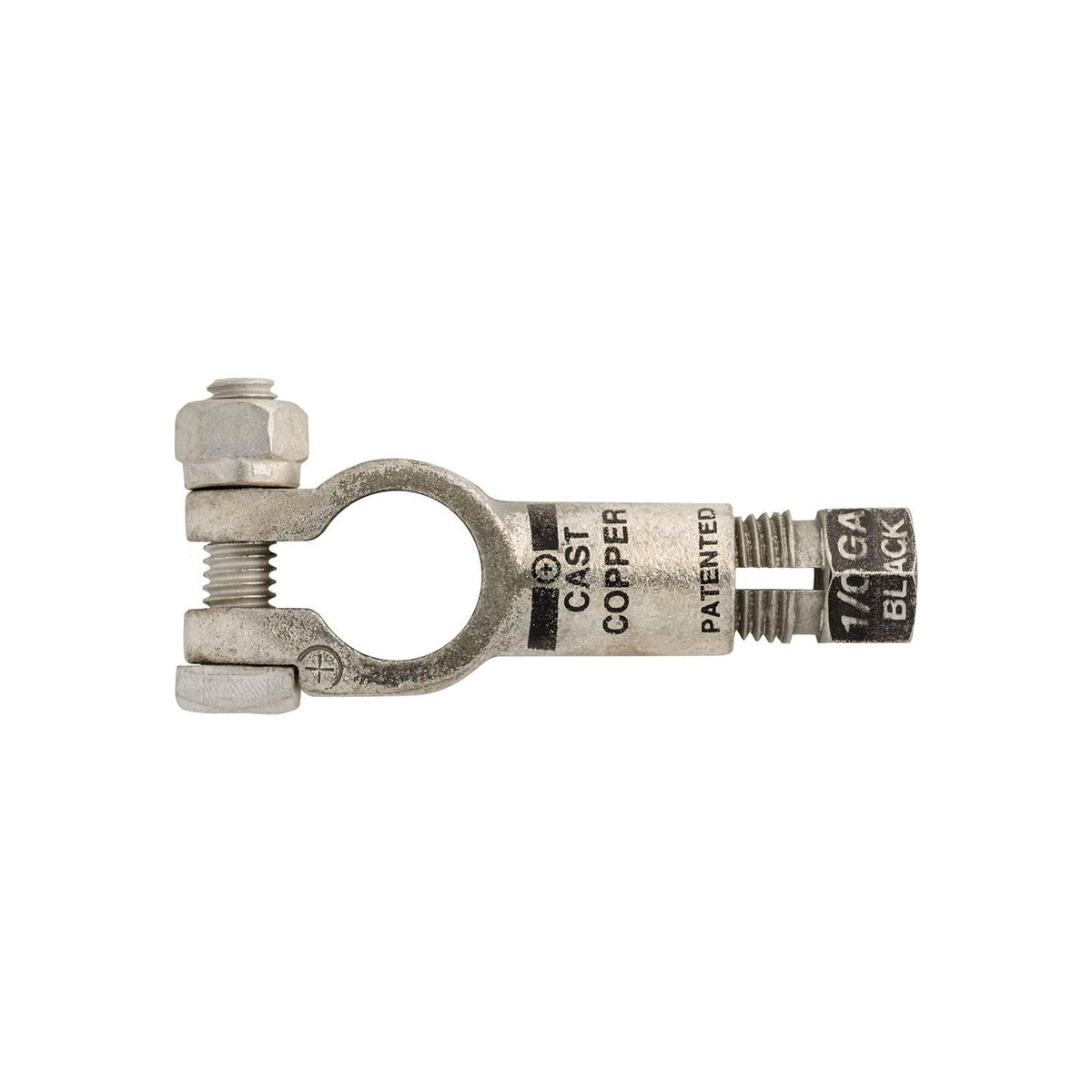 Black Cast Copper Compression Terminal Battery Cable Positive, Jan-00 Gauge, Tin Plated