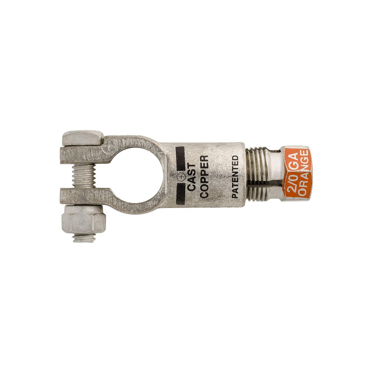 Orange Cast Copper Compression Terminal Battery Cable Positive, Feb-00 Gauge, Tin Plated