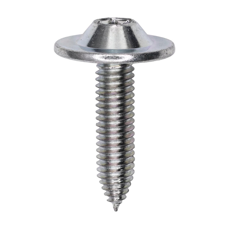 M6-1.0x25mm Torx Truss Head Body Bolt, Type CA, 18mm Washer, Zinc