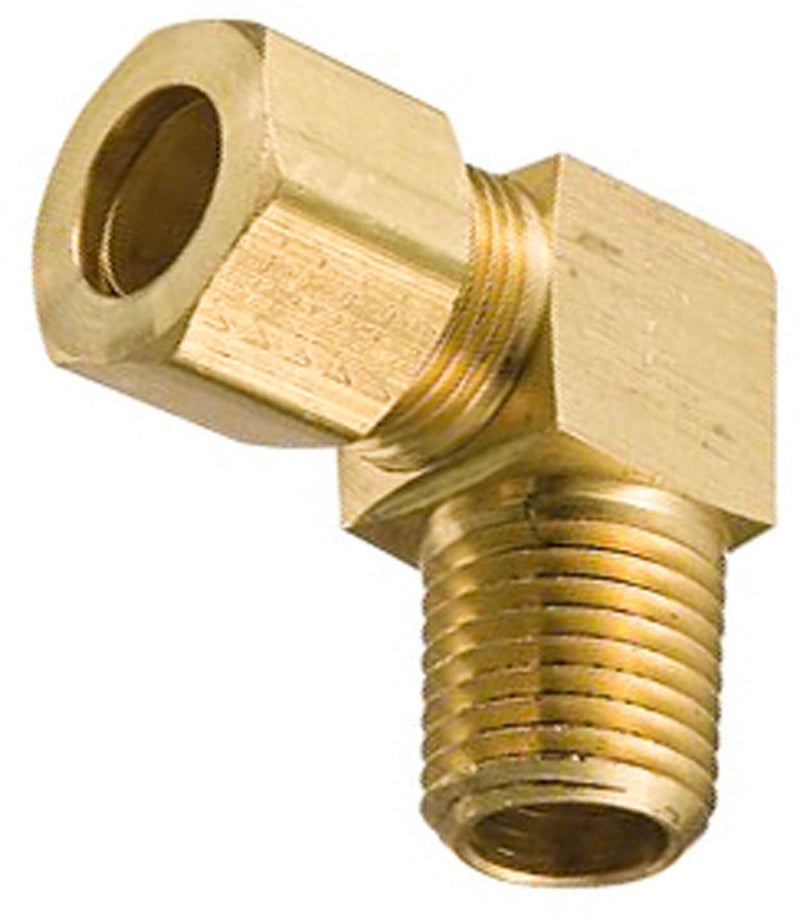 1/8" Brass 90 Degree Male Compression Adapter Tube Pipe, To Pipe-90 Degree Elbow, Male
