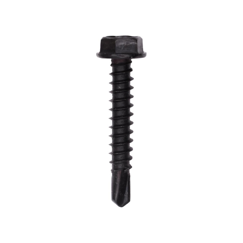 #8x1" Hex Head Washer Teks Screw, Type 2 Self-Drilling Tek, Black Oxide