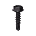 #10x3/4" Hex Head Washer Teks Screw, Type 2 Self-Drilling Tek, Black Oxide