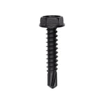 #10x1" Hex Head Washer Teks Screw, Type 2 Self-Drilling Tek, Black Oxide