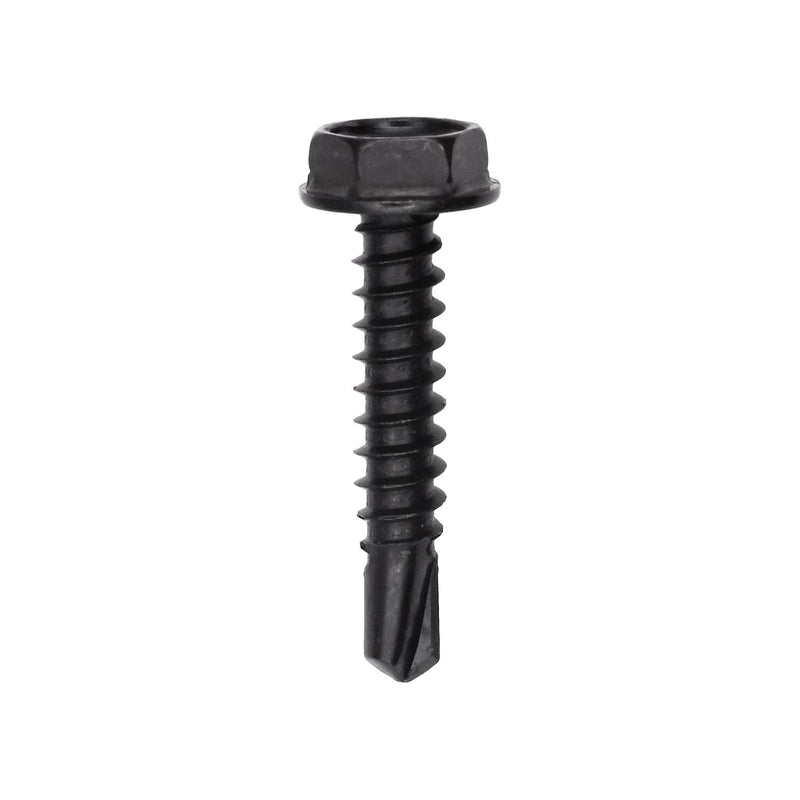 #10x1" Hex Head Washer Teks Screw, Type 2 Self-Drilling Tek, Black Oxide