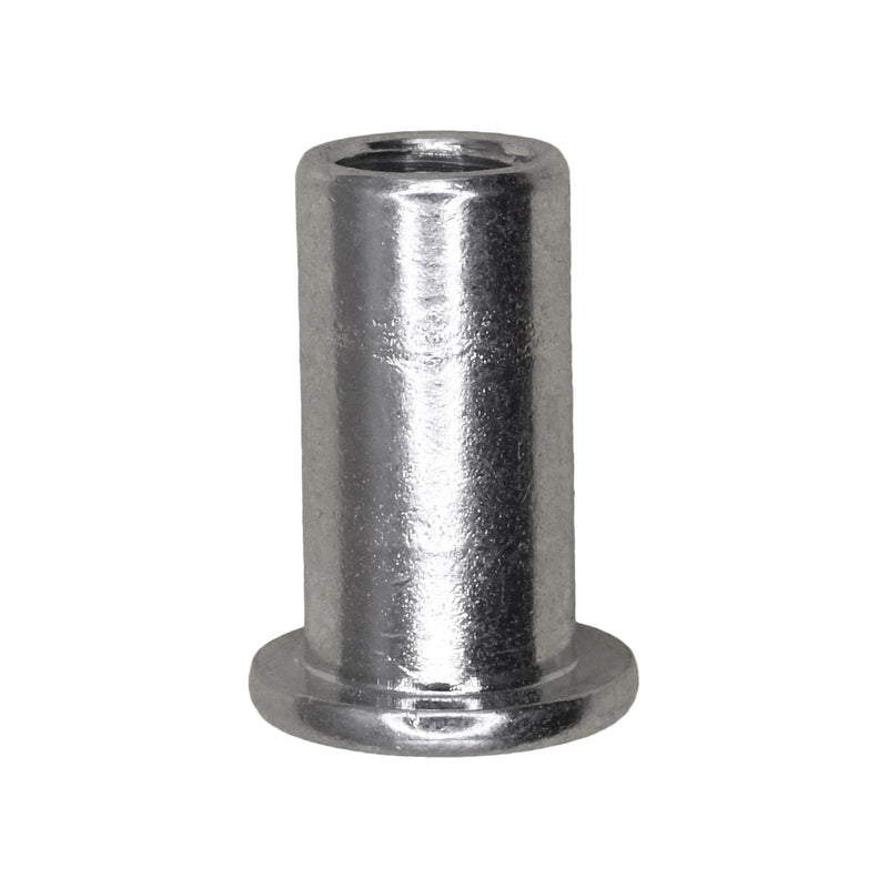 1/4"-20 Large Flange Thin Sheet Steel Nutsert Threads, 0.020" - 0.080" Grip, Zinc