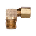 1/4" NPT Brass 90 Degree Male Compression Adapter Threads