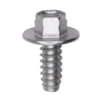 #14x5/8" Slotted Hex Head Flange Washer License Plate Screw, Type B, 5/8" Washer, Zinc