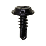 #8-18x1/2" Phillips Truss Head Flat Washer Tapping Screw, Type 2 Self-Drilling Tek, 13/32" Washer, Black Zinc