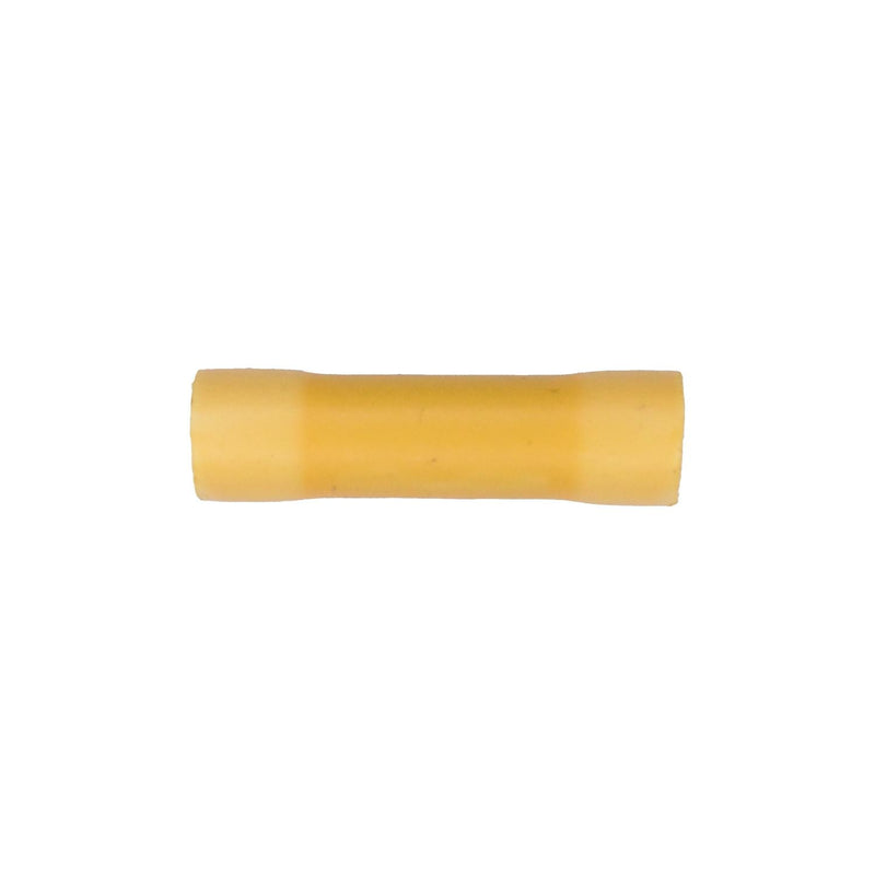 Yellow Copper Vinyl Insulator Butt Connector 12-10 Gauge Same As, Electro Tin Plated
