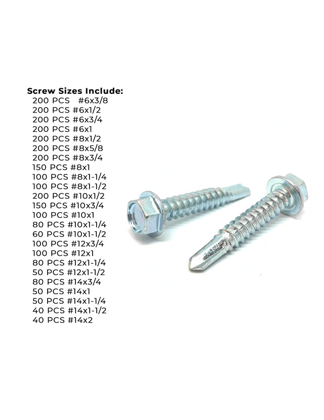 Unslotted Hex Washer Head Self Drilling Screws Zinc - 2931 PCS