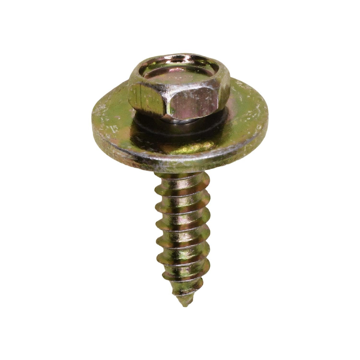 #10x3/4" Indented Hex Head SEMS Tapping Screw, Type A/AB, 19/32" Washer, Yellow Zinc Dichromate