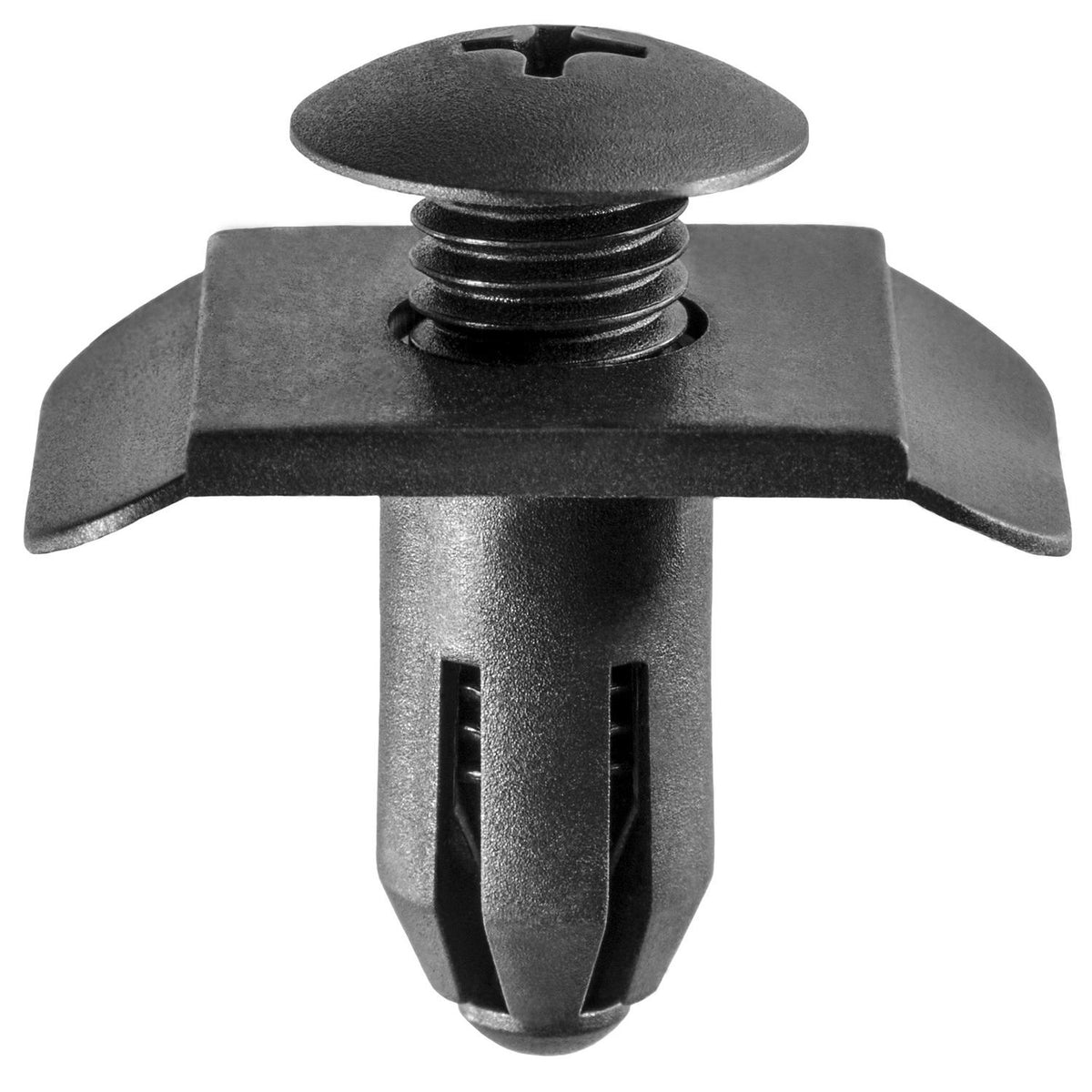 10mmx18mm Black Screw-Type Bumper Cover Retainer with Open End, 20mmx30mm Head