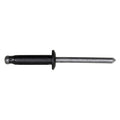 3/16" Split Type Rivet All Aluminum, 3/64"-11/32" Grip, Black Aluminum Body, Aluminum Mandrel, 3/8" Flange Diam
