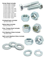7/16"-14 Coarse Grade 5 Hex Cap Screws, Nuts, & Washers - 264 PCS