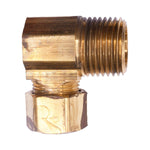 1/2" NPT Male Brass 90 Degree Male Compression Adapter Thread