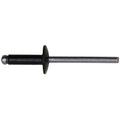 5/32" Aluminum Rivet, 1/4"-3/8" Grip, Black Aluminum Body, Steel Mandrel, 15/32" Flange Diam