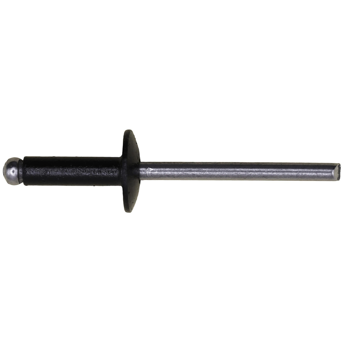 5/32" Aluminum Rivet, 1/4"-3/8" Grip, Black Aluminum Body, Steel Mandrel, 15/32" Flange Diam