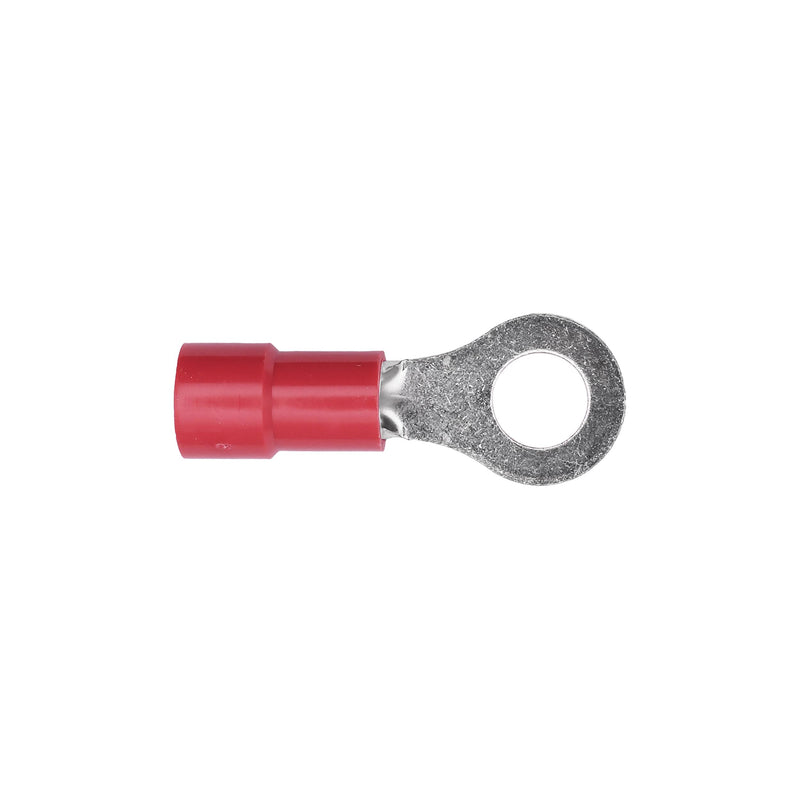 5/16" Red Copper Vinyl Insulated Ring Terminal 8 Gauge Stud, Electro Tin Plated