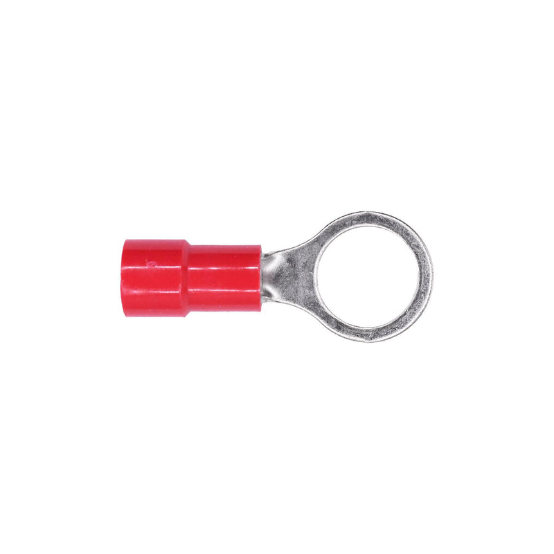 1/2" Red Copper Vinyl Insulated Ring Terminal 8 Gauge Stud, Electro Tin Plated
