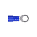 3/8" Blue Copper Vinyl Insulated Ring Terminal 6 Gauge Stud, Electro Tin Plated