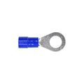 1/2" Blue Copper Vinyl Insulated Ring Terminal 6 Gauge Stud, Electro Tin Plated