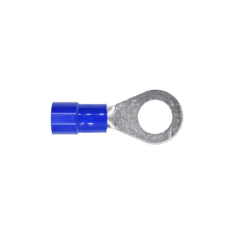 1/2" Blue Copper Vinyl Insulated Ring Terminal 6 Gauge Stud, Electro Tin Plated