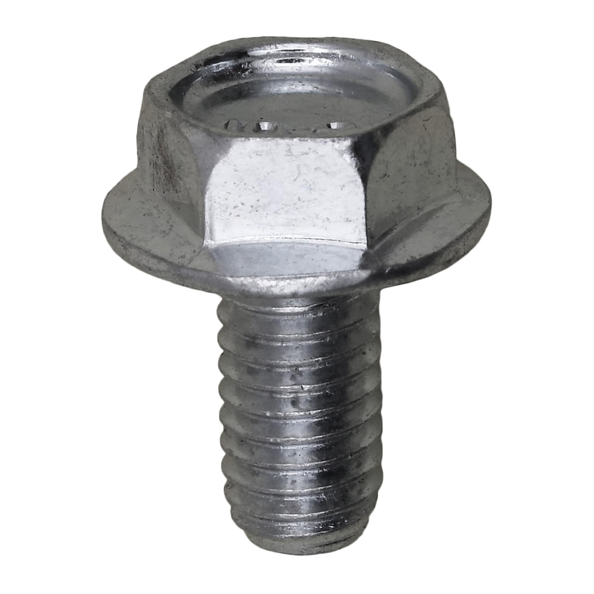 M6-1.0x12mm Hex Head Flange License Plate Screw, Zinc & Clear, 14mm Flange Diam