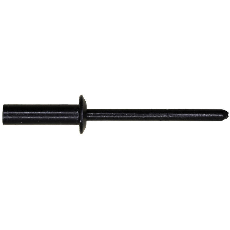 3/16" Closed End Rivet Aluminum, 3/8"-1/2" Grip, Black Aluminum Body, Black Aluminum Mandrel, Black Aluminum Rivet - Black Aluminum Mandrel