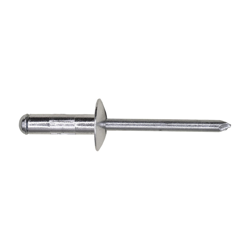 3/16"x11/16" Blind Rivet, 3/16"-7/16" Grip, Aluminum Body, Steel Mandrel, Zinc