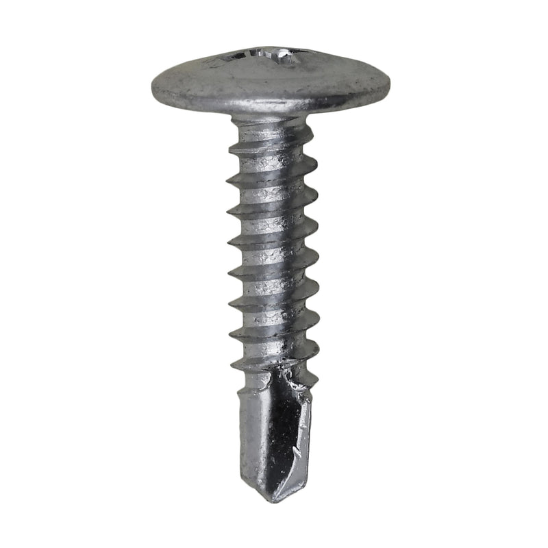 #8x3/4" Phillips Truss Head Round Washer Teks Tapping Screw, Type 2 Self-Drilling Tek, 7/16" Washer, Zinc